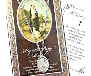 St Brigid Jewelry - Pewter Saint Brigid Pendant with 18 Inch Chain, Lord's Prayer Card - Saint Bridget Necklace, Patron Saint of Ireland, Newborns, Midwives, Farmers, Poets, Blacksmiths - 2 Items Set