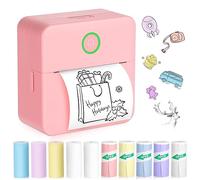 ST-CARE Portable Thermal Printer with 10 Roll Papers for Journal/DIY Scrapbook/Travel/Notes/Lists/Label/Memo, Receipt Printer for Children Women Gifts Kids Christmas iOS&Android