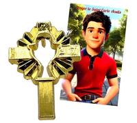 St. Carlo Acutis First Holy Communion Pin Set Metal Lapel Made in USA Laminated Catholic Prayer Card Patron of the Internet Gift