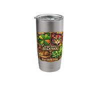 St Catrick Irish Cat Shamrock Patchwork Stained Stainless Steel Insulated Tumbler