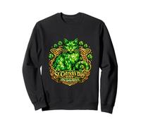 St Catricks Day Cat Irish Kitty Shamrock Mosaic Celtic Knot Sweatshirt
