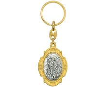 St. Christopher and St. Michael Double-Sided Keychain | Includes Saint Michael Prayer Card | Great Catholic Gift for Confirmation | Spiritual Christian Protection, Silver, S