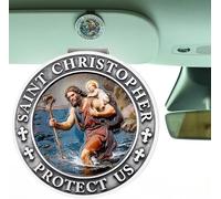 St. Christopher Car Visor Clip, 2 Pack Saint Christopher Medal for Car Sun Visor, Patron Saint of Travelers Charm, Protection Gift for Drivers and Loved Ones