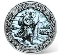 St. Christopher Challenge Coin for Protection - Traveler's Prayer Coin with Transparent Case, Christian Religious Token for Safe Journeys