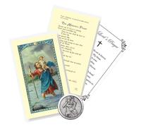 St Christopher Coin - Dual Sided St Christopher Pocket Token, Saint Christopher Motorist Card, The Lord's Prayer Card - Saint Christopher Pocket Token, Patron Saint of Travelers Themed Set - 3 Items