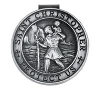 St Christopher Medal for Car, Sun Visor Clip, St Christopher Badge Clips, Guardian Angel Gifts for Family, Friends, New Old Drivers, 1.77 in/4.5 cm
