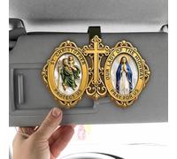 St. Christopher Medal &Virgin Mary the Highway for Gold Car Visor Clip