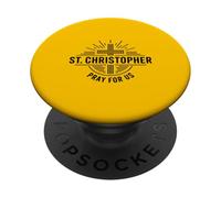 St Christopher Pray For Us Catholic Cross Travel PopSockets Adhesive PopGrip