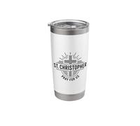 St Christopher Pray for Us Catholic Cross Travel Stainless Steel Insulated Tumbler