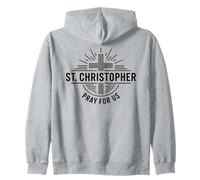 St Christopher Pray For Us Catholic Cross Travel Zip Hoodie