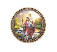 St. Christopher Protect Us Challenge Coin - Patron Saint of Travelers Medal - Christian Prayer Pocket Token for Safe Driving & Journey - Religious Gift for Drivers, Men & Women