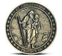 St Christopher Protect Us Traveler's Challenge Coin Prayer Religious Coins