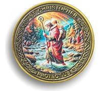 St. Christopher Travel Protection Coin - Religious Medallion for Safe Journey, Traveler's Prayer Coin for Protection and Blessings