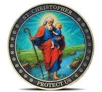 St. Christopher Traveler's Protection Challenge Coin - Christ-Bearer Prayer Coins for Safe Journeys
