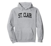 St. Clair Michigan MI Vintage Athletic Sports Black Design Pullover Hoodie