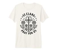 St Clare Pray for Us Catholic Cross Premium T-Shirt