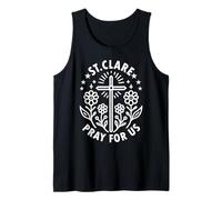 St. Clare Pray for Us Catholic Saint Floral Tank Top