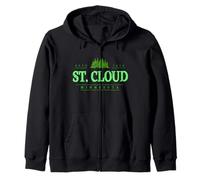 St. Cloud Minnesota | Retro Saint Cloud Minnesota Treeline Zip Hoodie