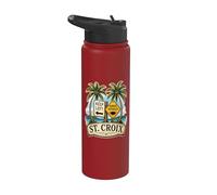 St. Croix - Palm Trees, Keep Left, Holes Signs Stainless Steel Insulated Water Bottle