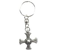 St.Cuthberts Cross Handmade Pewter Keyring + Badge + Organza Bag KR799