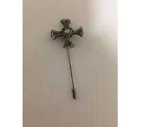 St. Cuthberts Cross R17 Pewter Motif on a tie stick pin hat scarf collar coat