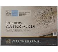 St Cuthberts Saunders Waterford Cold Pressed Block White 300gsm 310 x 230mm, 20 Sheets, Professional Watercolour Paper