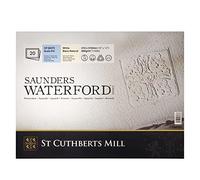 St Cuthberts Mill Saunders Waterford watercolor paper T46330051011E 300 g/m², fine grain, watercolor block 41 x 31 cm, glued all around, 20 sheets, natural white