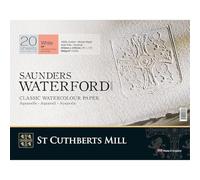 St Cuthberts Saunders Waterford HP Block White 300gsm 410 x 310mm 20 Sheets | Hot Pressed Paper, Professional Watercolour Paper, For Professional Artists