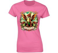 St Davids Day Celebration Ladies T-Shirt Welsh Flag Dragon Patriotic Wales Festival Fancy Dress Costume Womens Gift Tshirt Azalea - X-Large
