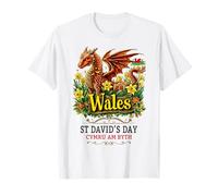 St Davids Day Outfit For Kids & Welsh Flag With Daffodils T-Shirt