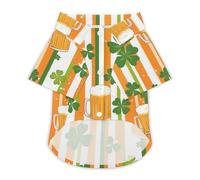 St. Day And Patricks Beer Mugs Clovers Funny Pet T-Shirt Soft Short Sleeve Button Down Dog Clothes for Cat Puppy