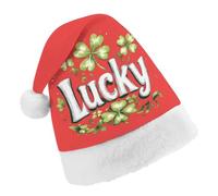St Day And Patricks Lucky Clovers Santa Hat Christmas Holiday Party Headwear for Adults Soft Velvet Festive Costume Accessory Child