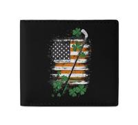 St Day and Patricks U.S. Flag Hockey Leather Bifold Wallet for Men Slim Card Cases with 2 Slots Minimalist Coin Purs