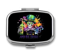 St Day Irish Patricksskull Beer Funny Square Pill Organizer Travel Pharmacy Box Portable Medicine Case with 2 Compartments