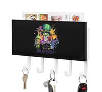 St Day Irish Patricksskull Beer Leather Key Holder Wall Mounted with 5 Hooks Decorative Keys Rack for Home Entryway Decor 4.3 × 7.1 Inch