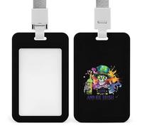 St Day Irish Patricksskull Beer Push-Pull ID Badge Holder Vertical Clear Holders with Lanyard Key Card Work Clip for Office Men Women