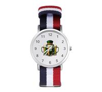 St Day Patricks Beer Irish Woven Strap Watch Multicolor Wristwatch Easy Reader Analog Watches for Men Women Birthday Gift