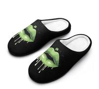 St Day Patricks Irish Lips Men's Cotton Slippers Indoor House Shoes Warm Gift for Travel Bedroom Hotel 11-12（44-45）