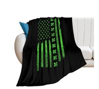 St. Day Patrick's Irish U.S. Flag Gentle Flannel Blanket 250g Soft Large Bed Blankets Lightweight Carpet for Sofa Couch Bed