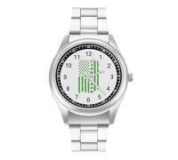 St. Day Patrick's Irish U.S. Flag Men's Steel Strap Watch Easy Reader Casual Silver Dial Fashion Analog Watches