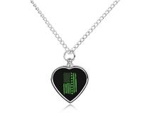 St. Day Patrick's Irish U.S. Flag Pet Urn Necklace Memorials Funerary Ashes Pendant Heart Silver for Dog Cat Lover