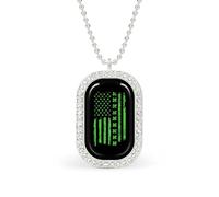 St. Day Patrick's Irish U.S. Flag Women's Square White Diamond Necklace Adjustable Pendant Chain Gift for Mom