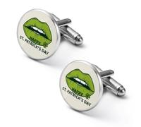 St Day Patricks Lips Alloy Cufflinks Men's Classic Cuff Link Fashion Shirt Accessories for Business Party Wedding 1.7cm