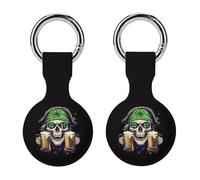 St Day Patricks Skull Beer Trendy GPS Cases Holder with Key Chain Ring Portable Protective Covers Compatible with Airtag