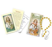 St Dymphna Chaplet - Saint Dymphna Prayer Card, Lord's Prayer Card - Saint Dymphna Chaplet with Medal Charm - St Dymphna Chaplet Rosary, Patron Saint of Nervous and Mental Disease Theme Set of 3 Items