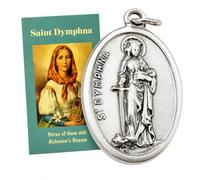 St Dymphna Medal Patron Stress Anxiety Mental Italian Pendant Holy Card