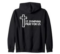 St. Dymphna Pray For Us Catholic Patron Saint Cross Zip Hoodie