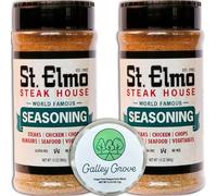 St Elmo Steak House Steakhouse Seasoning Bulk, Extra Large 13 oz Shaker Bottles, 2-Pack (1.63 lb) - Professional-Grade, Restaurant-Style Flavor - with Galley Grove Sugar-Free Breath Mints