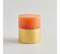St Eval - Orange & Cinnamon Scented, Gold Half-Dipped Pillar Candle, A Warm and Tangy Orange and Mandarin Scent with Hints of Spicy Cinnamon, Made in Cornwall