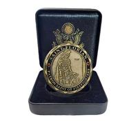 St. Florian Firefighter Challenge Coin Gift Box - Patron Saint of Firefighters with Prayer - Engraved Metal Coin for First Responders, Gifts & Memorials